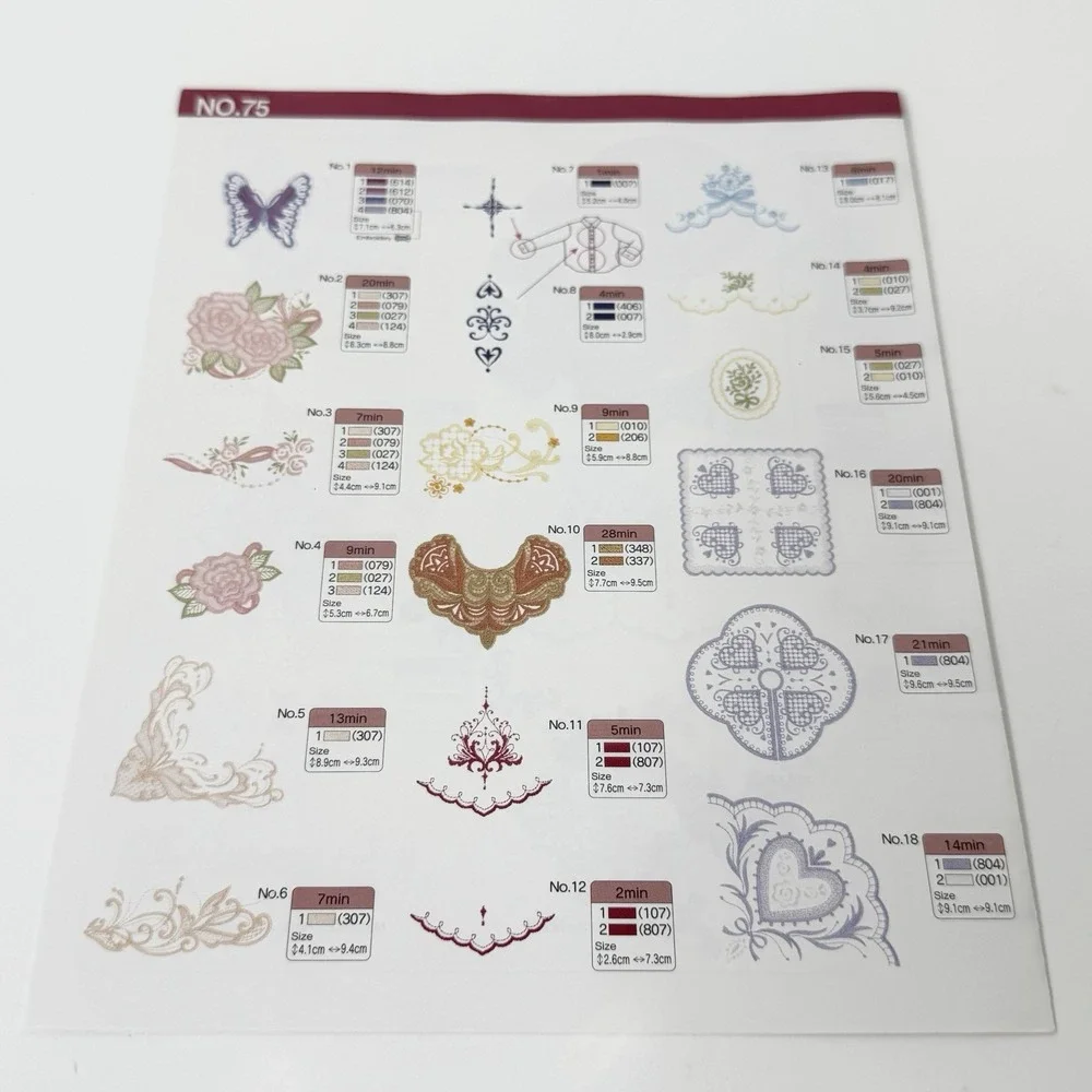 Brother Embroidery Design Card No. 75 Lace Floral Butterfly PES Complete
